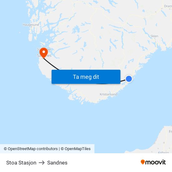 Stoa Stasjon to Sandnes map