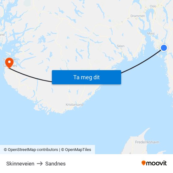 Skinneveien to Sandnes map