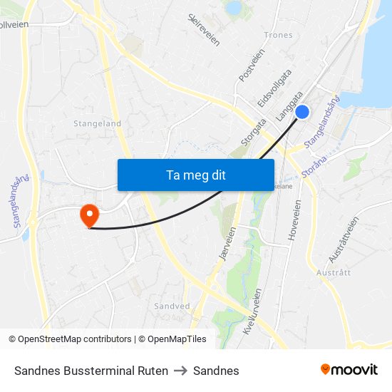 Sandnes Bussterminal Ruten to Sandnes map