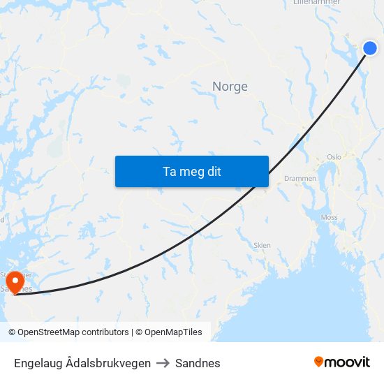 Engelaug Ådalsbrukvegen to Sandnes map