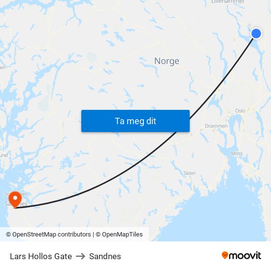 Lars Hollos Gate to Sandnes map