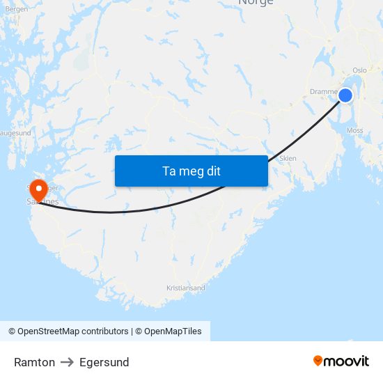 Ramton to Egersund map