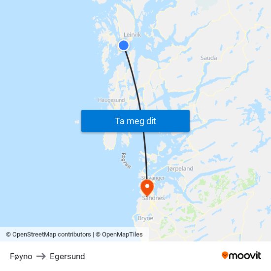 Føyno to Egersund map