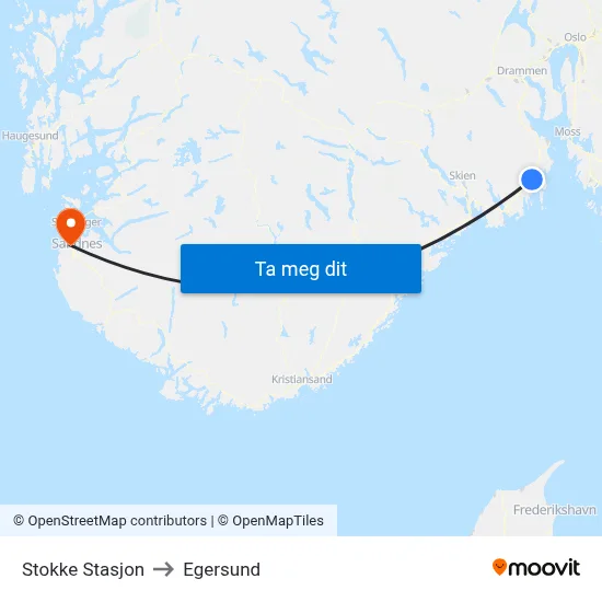 Stokke Stasjon to Egersund map
