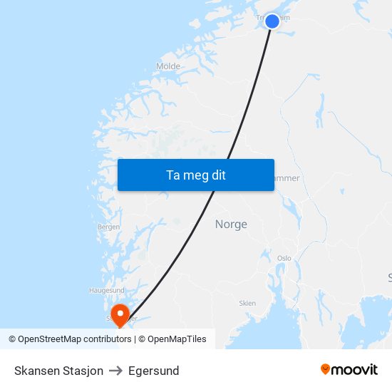 Skansen Stasjon to Egersund map