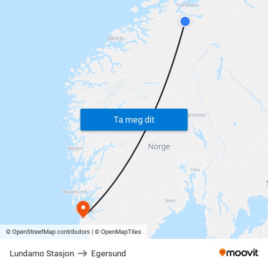 Lundamo Stasjon to Egersund map