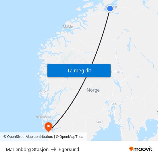 Marienborg Stasjon to Egersund map