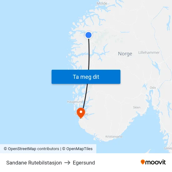 Sandane Rutebilstasjon to Egersund map