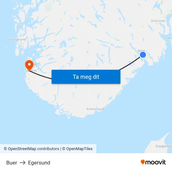 Buer to Egersund map