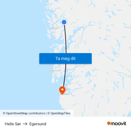 Helle Sør to Egersund map