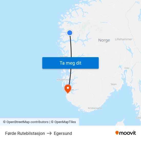 Førde Rutebilstasjon to Egersund map