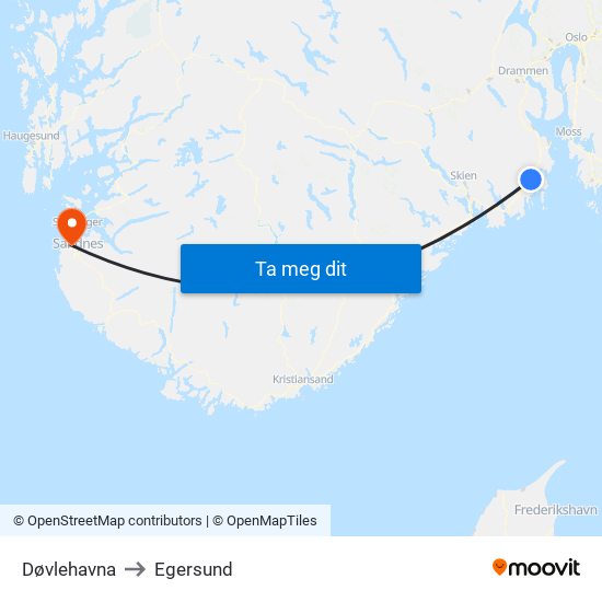 Døvlehavna to Egersund map