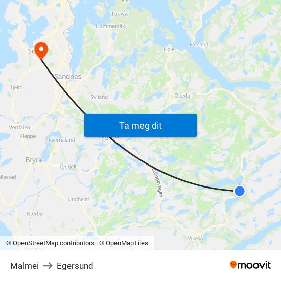 Malmei to Egersund map