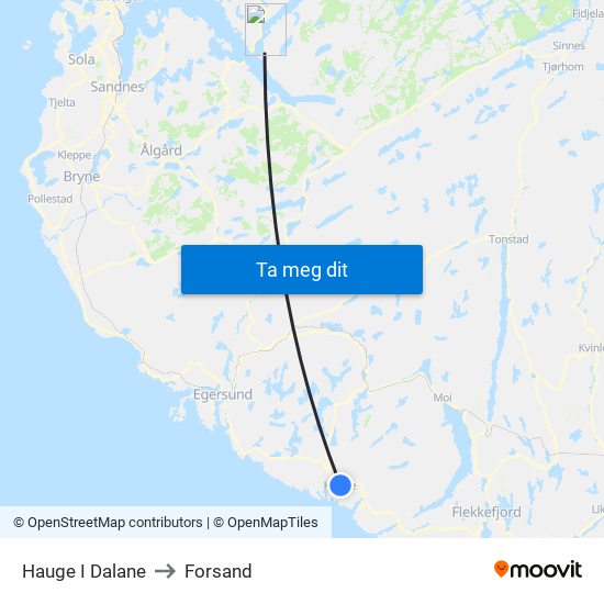 Hauge I Dalane to Forsand map