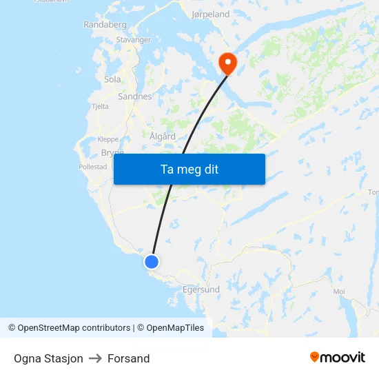 Ogna Stasjon to Forsand map