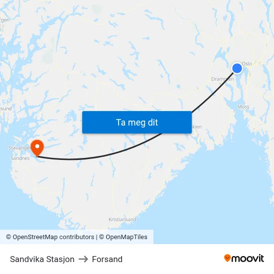 Sandvika Stasjon to Forsand map