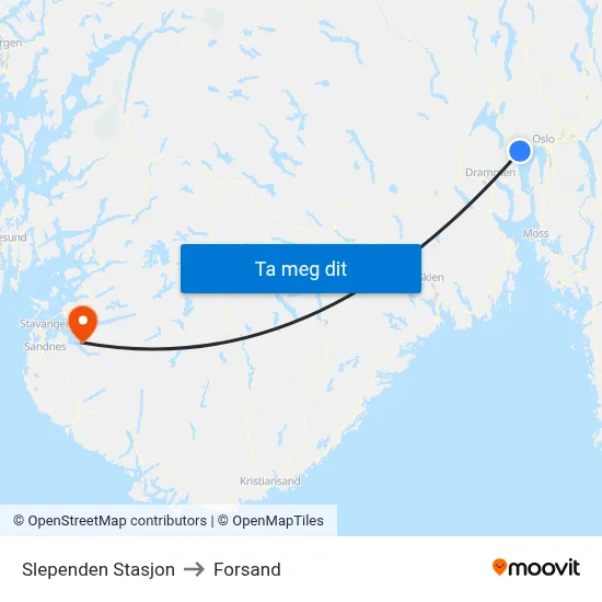 Slependen Stasjon to Forsand map