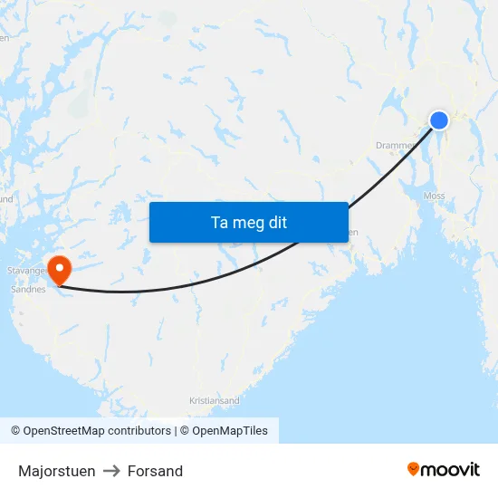 Majorstuen to Forsand map