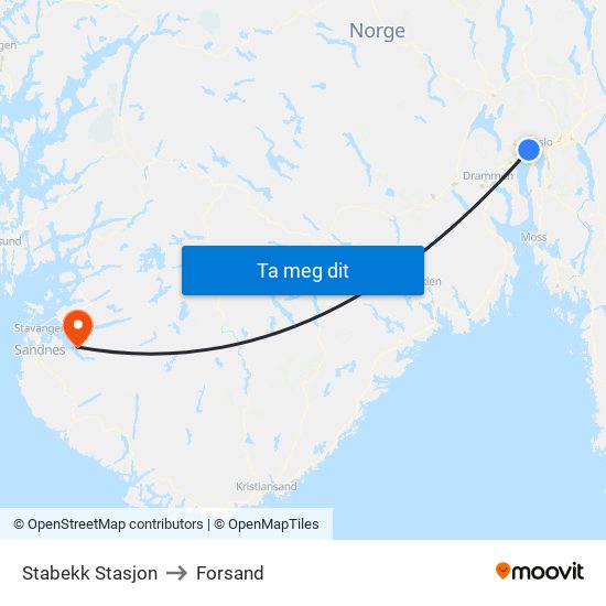 Stabekk Stasjon to Forsand map