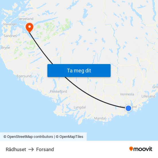 Rådhuset to Forsand map