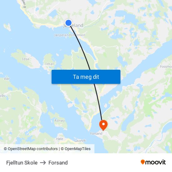 Fjelltun Skole to Forsand map