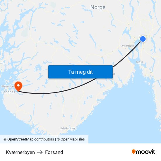 Kværnerbyen to Forsand map