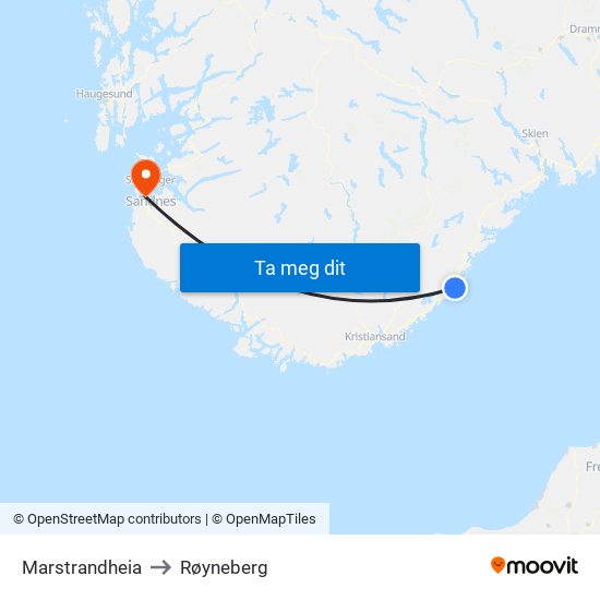 Marstrandheia to Røyneberg map