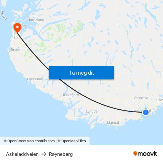 Askeladdveien to Røyneberg map