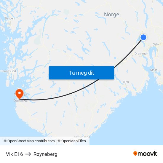 Vik E16 to Røyneberg map