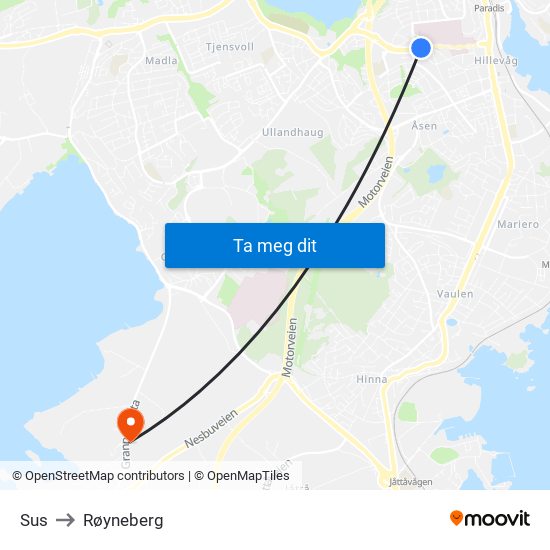 Sus to Røyneberg map