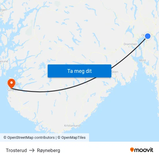 Trosterud to Røyneberg map