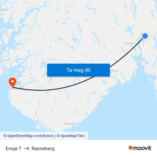 Ensjø T to Røyneberg map