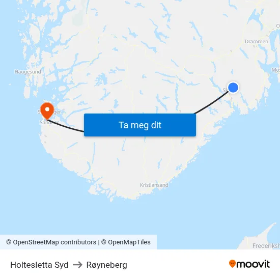 Holtesletta Syd to Røyneberg map
