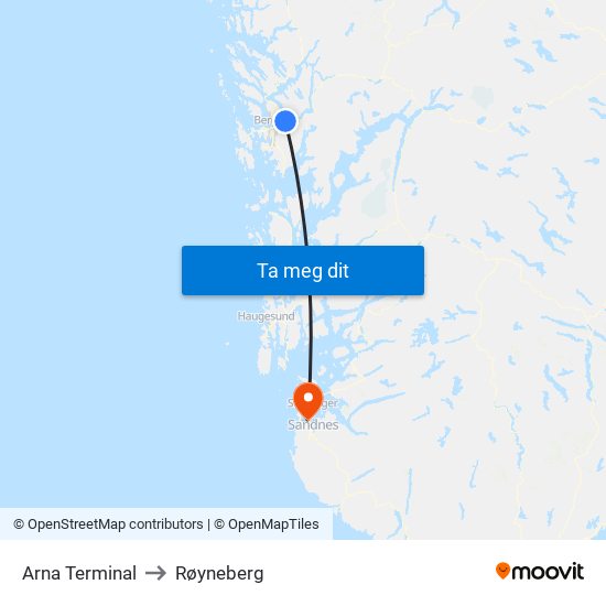 Arna Terminal to Røyneberg map