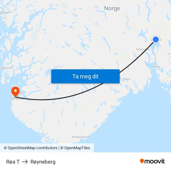 Røa T to Røyneberg map