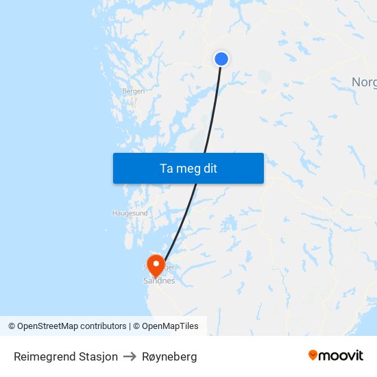 Reimegrend Stasjon to Røyneberg map