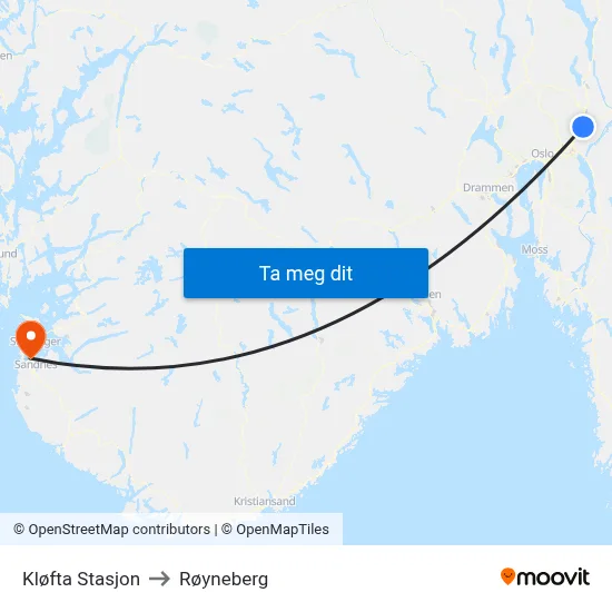 Kløfta Stasjon to Røyneberg map