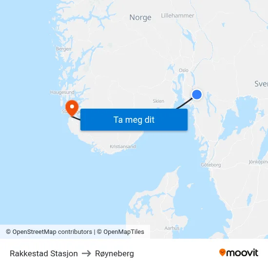 Rakkestad Stasjon to Røyneberg map