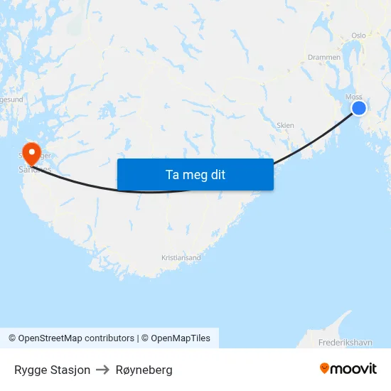 Rygge Stasjon to Røyneberg map
