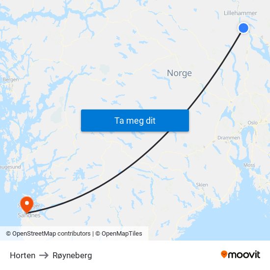 Horten to Røyneberg map