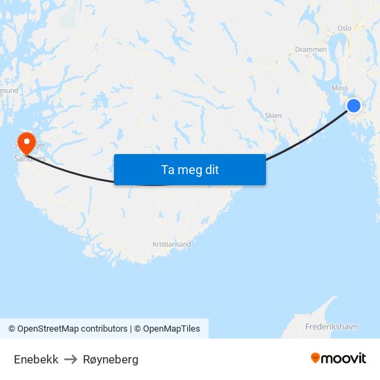 Enebekk to Røyneberg map