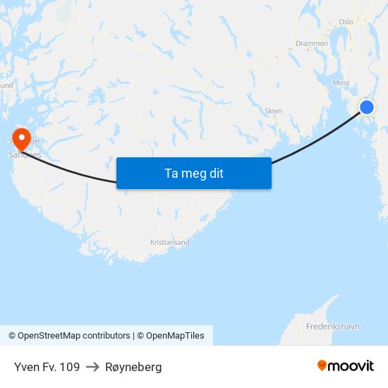 Yven Fv. 109 to Røyneberg map