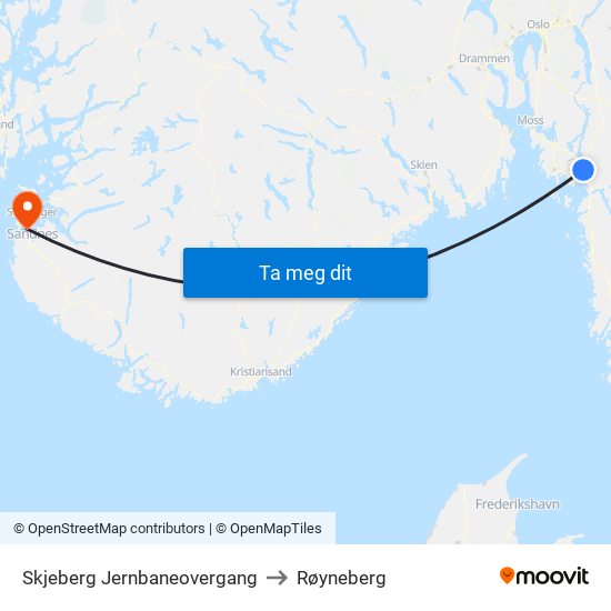 Skjeberg Jernbaneovergang to Røyneberg map