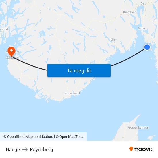Hauge to Røyneberg map