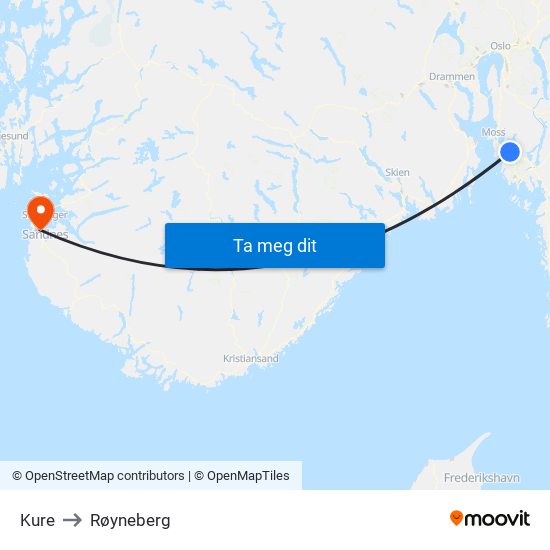 Kure to Røyneberg map