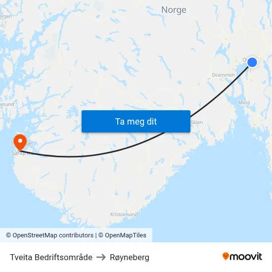 Tveita Bedriftsområde to Røyneberg map