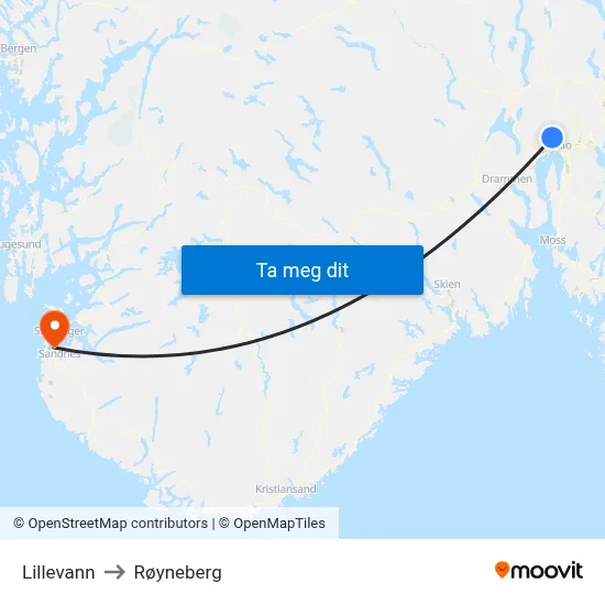 Lillevann to Røyneberg map
