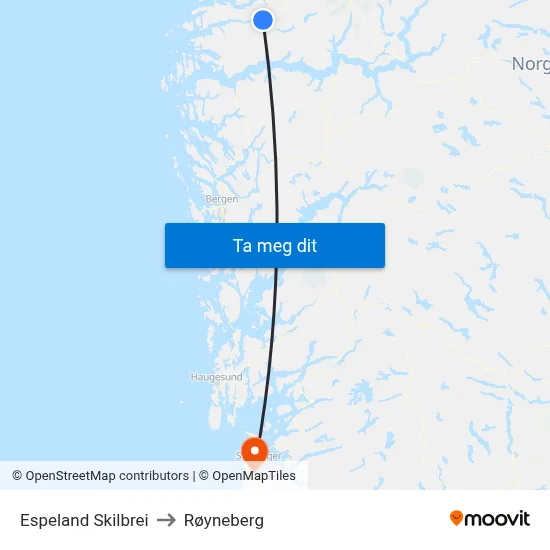 Espeland Skilbrei to Røyneberg map