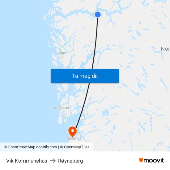 Vik Kommunehus to Røyneberg map