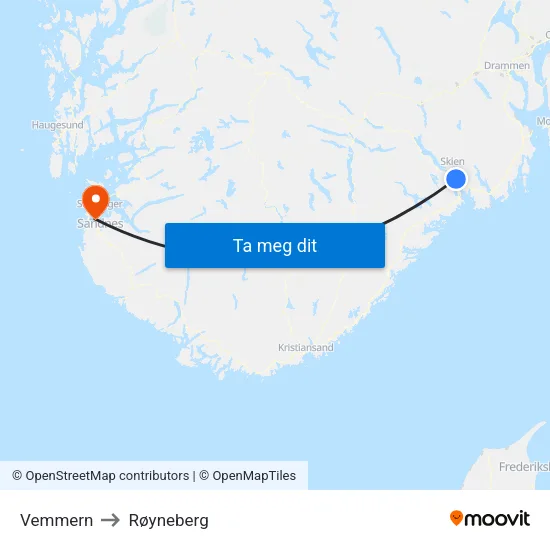 Vemmern to Røyneberg map
